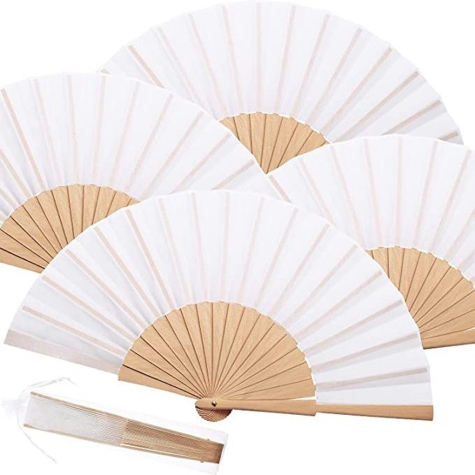 Custom Printing Fabric Foldable Hand Held Fan Bamboo and Wooden Fan