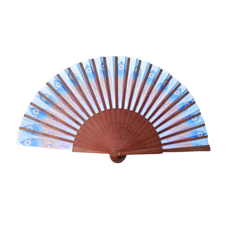 Wholesale 23 cm Handcrafted Spanish Hand Fan with Cotton Fabric and Wood Ribs for Summer