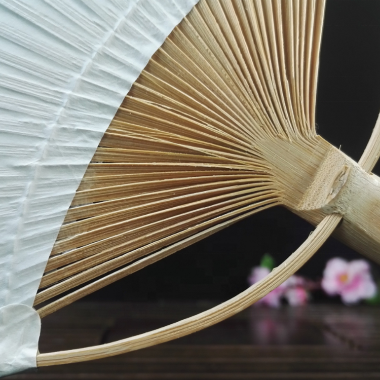 Factory High Quality Hand-Held Bamboo Round Paper Paddle Fans for Personal Use Weddings and Events