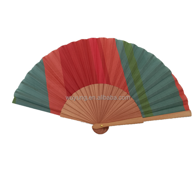 Wholesale 23 cm Handcrafted Spanish Hand Fan with Cotton Fabric and Wood Ribs for Summer