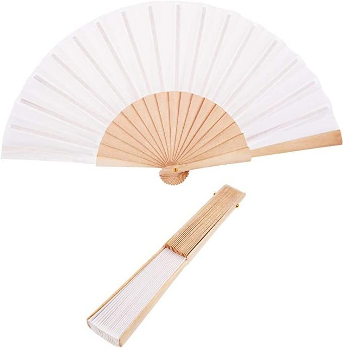 Custom Printing Fabric Foldable Hand Held Fan Bamboo and Wooden Fan