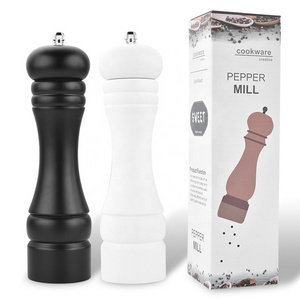 High Quality Kitchen Black White Wooden Salt and Pepper Mill Hand Crank Pepper Grinder