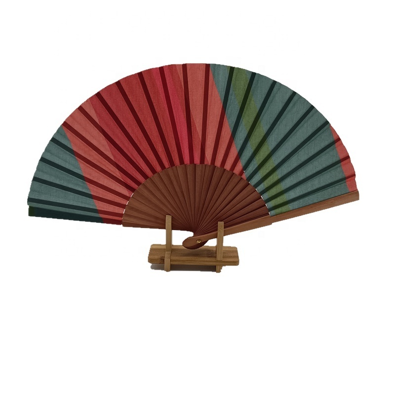 Wholesale 23 cm Handcrafted Spanish Hand Fan with Cotton Fabric and Wood for Summer