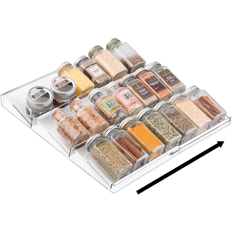 3-Layer Jars Spice Drawer Organizer Spice Storage Shelf Drawer  for Kitchen Cabinets Storage Kitchen Bottles Jars Storage Shelf