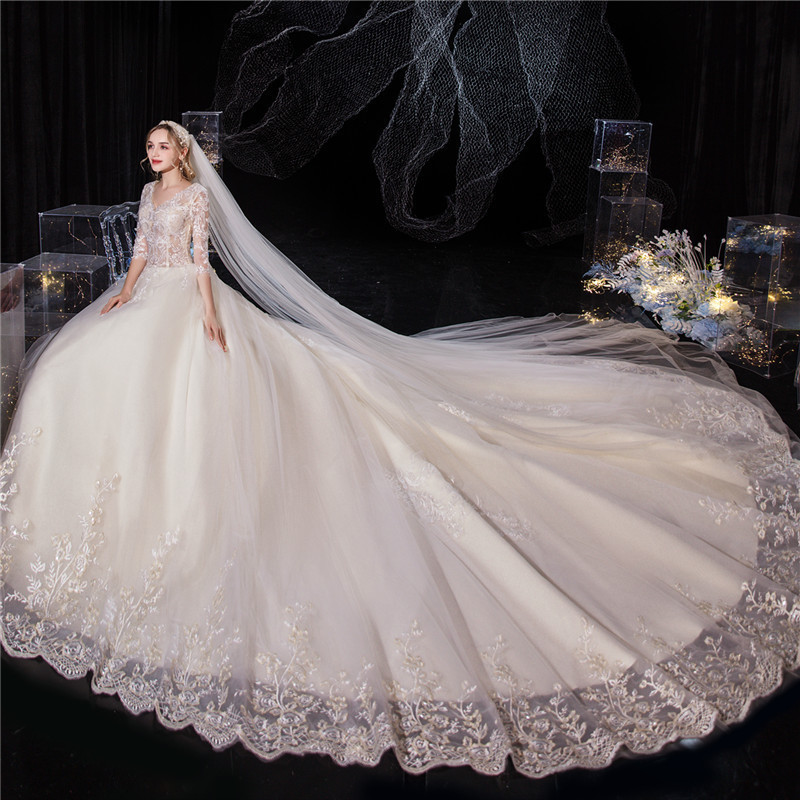 Master Wedding Dress 2022 The New bride dream Large size luxury tail Empire line gown with heavily beaded Wedding Dresses