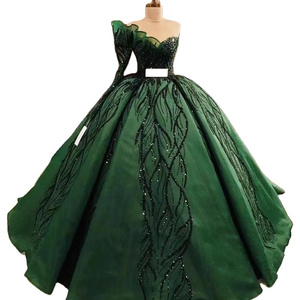 AL1598 couture luxury sequins black green beaded princess dresses evening gown elegant quinceanera dress wedding dress for women