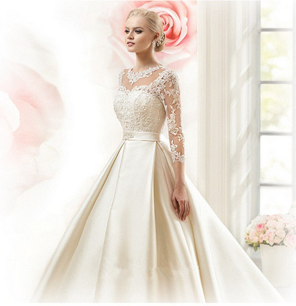 2023 new style Tail Seven -point sleeve Wedding dress sweetheart Spring and summer bride white lace wedding dresses ball gown