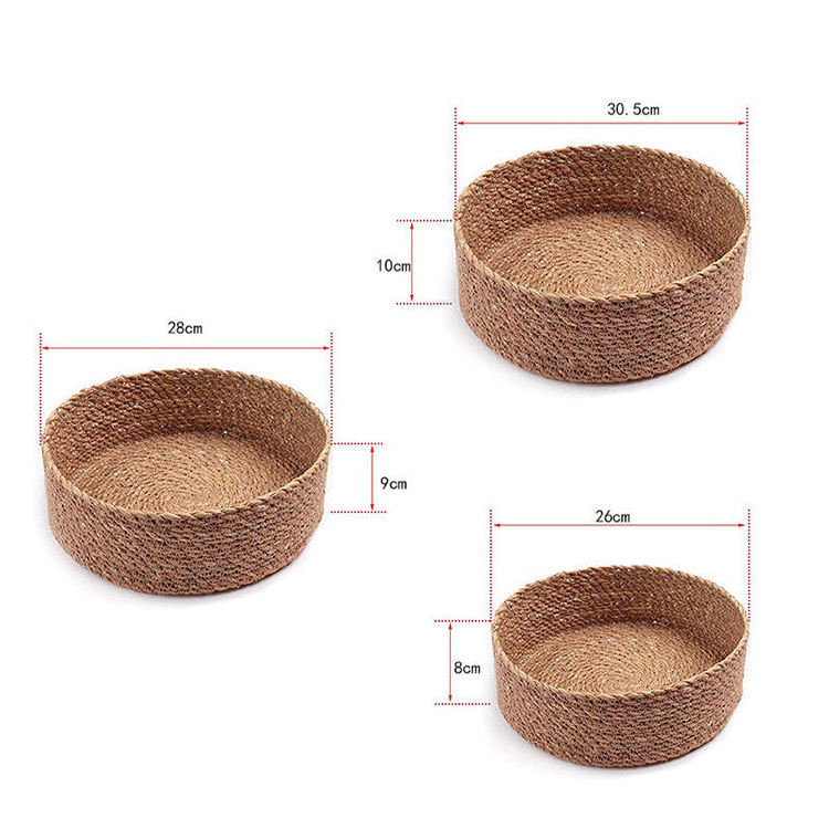 Storage basket weaving basket sorting straw cosmetics storage table wicker woven basket round storage box panier de rangement