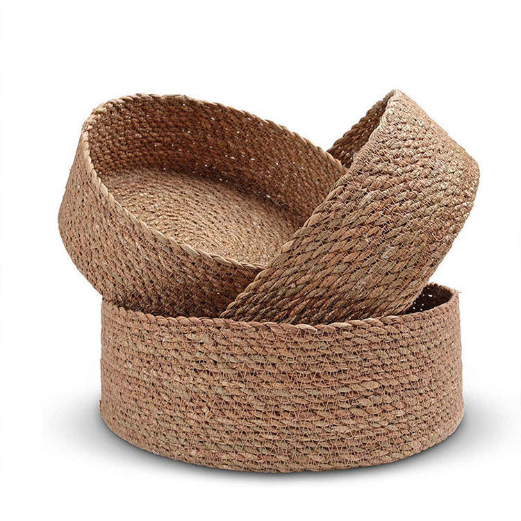 Storage basket weaving basket sorting straw cosmetics storage table wicker woven basket round storage box panier de rangement