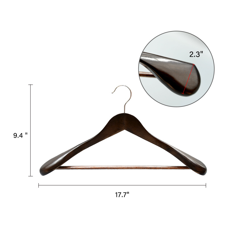 Custom Luxury Wooden Hangers Black Suit Cedar Wood Hangers For Clothes Cabides De Madeira Cintres