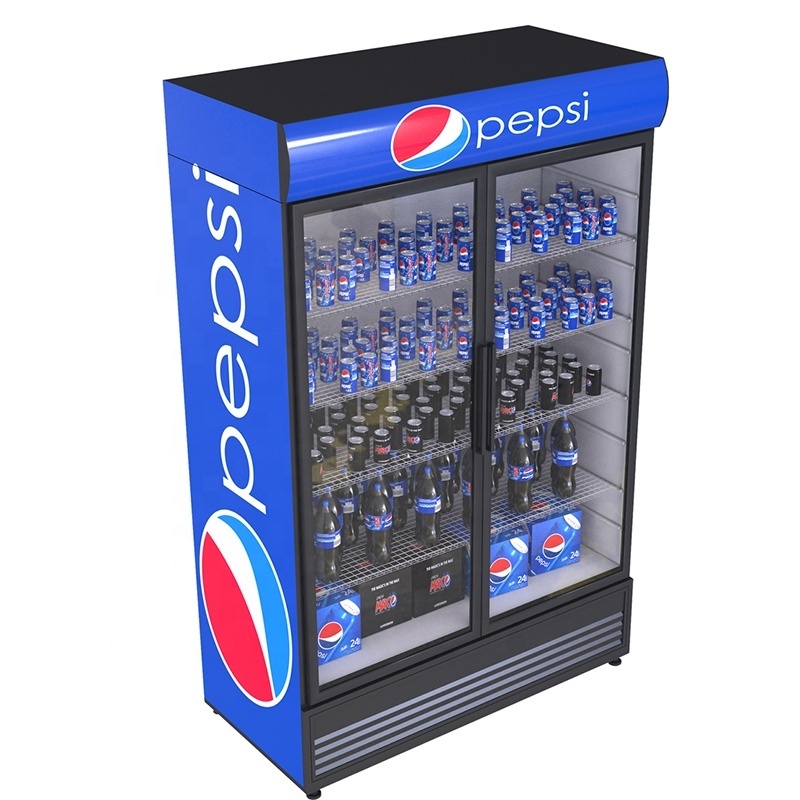 Commercial Glass Door Pepsi Soft Drink Display Refrigerator