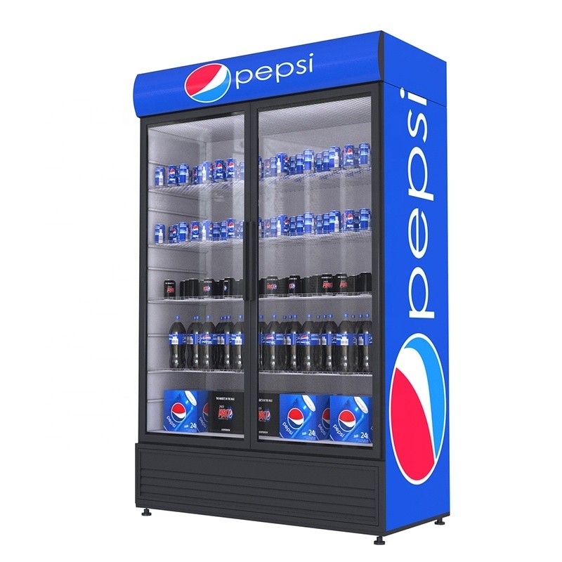 Commercial Glass Door Pepsi Soft Drink Display Refrigerator