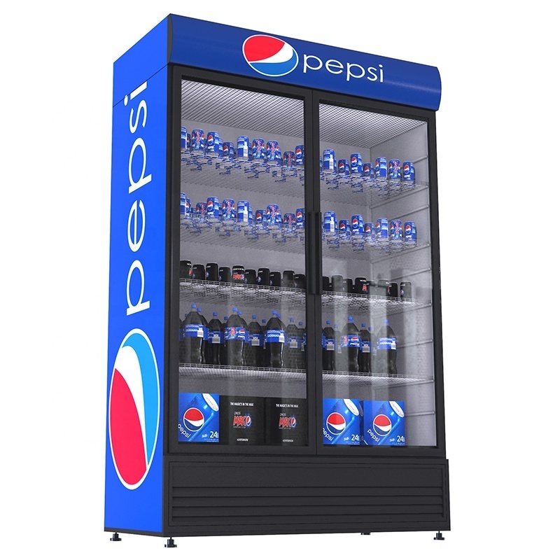 Commercial Glass Door Pepsi Soft Drink Display Refrigerator