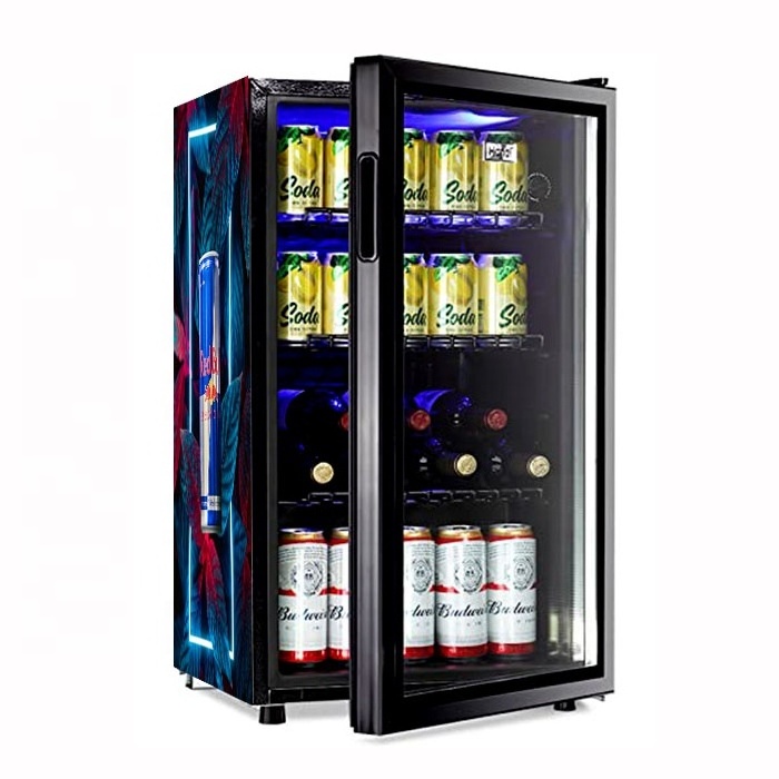 Customized Logo Red Bull Drink Fridge Energy Drink Glass Door Display Mini Bar Fridge