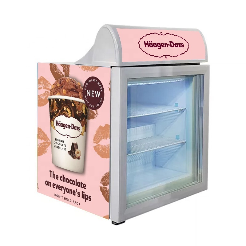 55L Small Countertop Ice Cream Display Freezer with Light Box