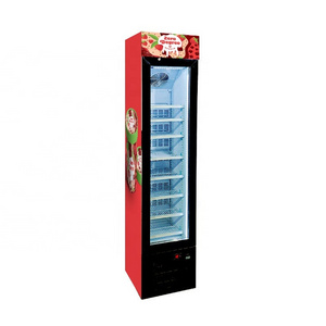 Vertical Slim Display Freezer with Glass Door for Ice Cream and Food