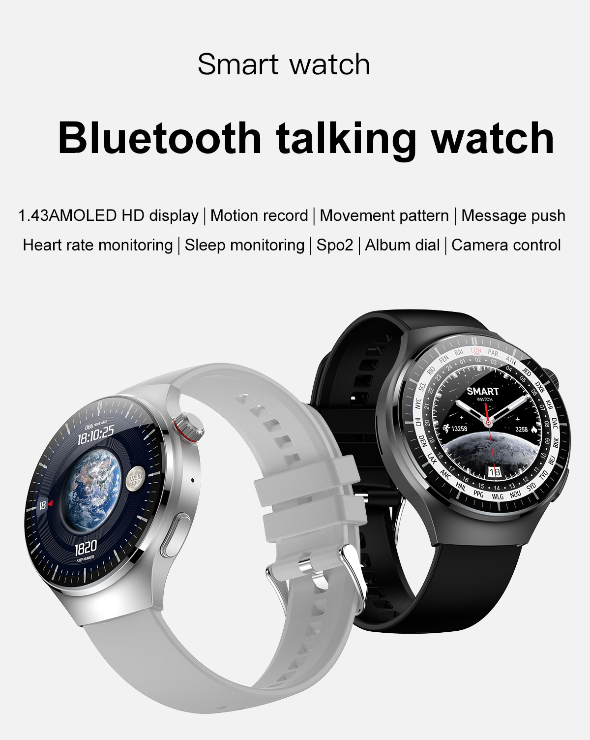 Smartwatch Amoled big display men ladies mal fitness tracker sports IP67 waterproof rugged smart watch made in china