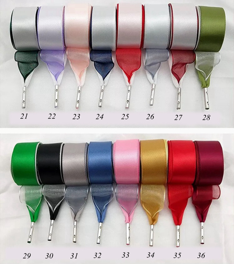 2CM Width80/100/120CM Length Sneaker Shoelaces Fashion Double-faced Snow Yarn Shoe Satin Silk Ribbon Shoelaces