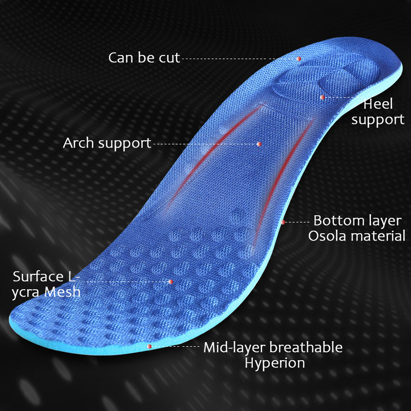 1pair New Memory Foam Sport Insoles for Shoes Sole Orthopedic Soft Pad Shock Absorption Arch Support Insole for Feet Man Women