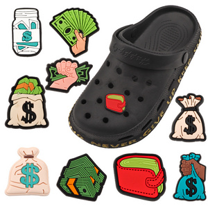 1PCS Money Shoe Charms Clog Sandals Wristbands Bracelets USD  Bills Shoes decoration Charms for Kids Adult Party Gifts