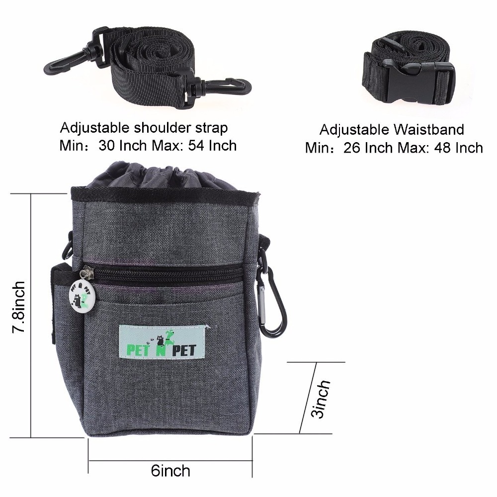 Outdoor Waist Bag Dog Treat Training Pouch 3 Ways To Ware Dog Treat Pouch With Built-In Poop Bag Dispenser