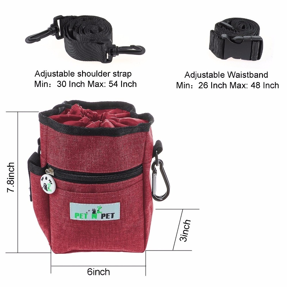 Outdoor Waist Bag Dog Treat Training Pouch 3 Ways To Ware Dog Treat Pouch With Built-In Poop Bag Dispenser