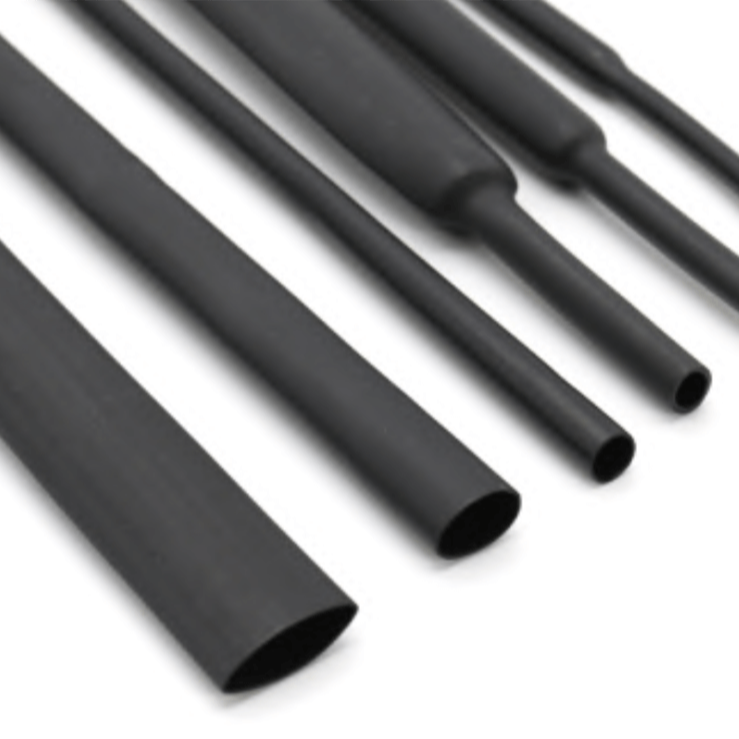 WWC Woer VT200 black thin wall 2:1 fluorine rubber fluoroelastomer Viton oil resistant heat shrinkable shrink tubing