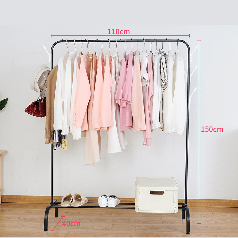 Simple coat rack double-bar clothes hanger floor indoor room clothes hanger household bedroom clothes storage rack