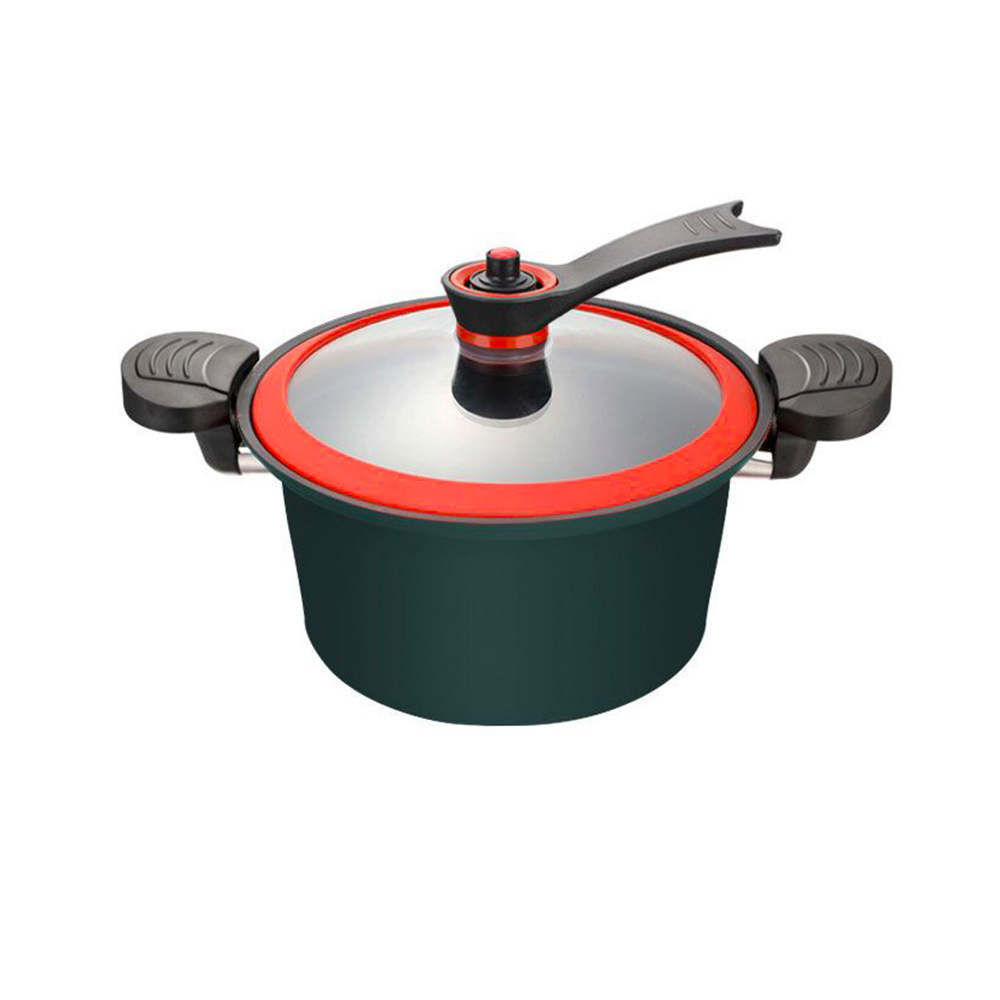 Hot Sale Non Stick Household Kitchen Quick Stewing Micro Metal Low Pressure Pot With Glass Lid