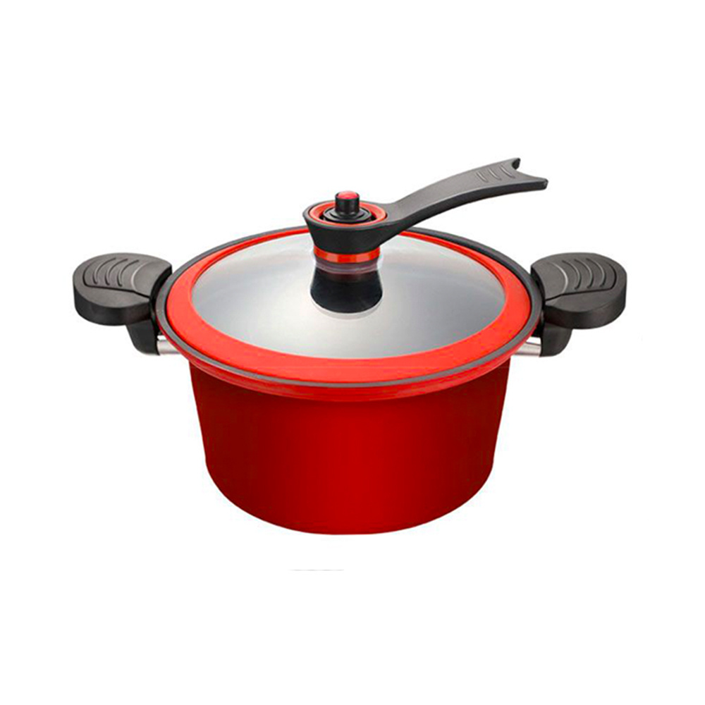 Hot Sale Non Stick Household Kitchen Quick Stewing Micro Metal Low Pressure Pot With Glass Lid