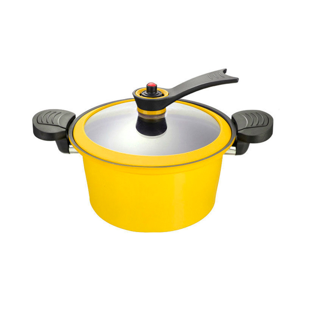 Hot Sale Non Stick Household Kitchen Quick Stewing Micro Metal Low Pressure Pot With Glass Lid