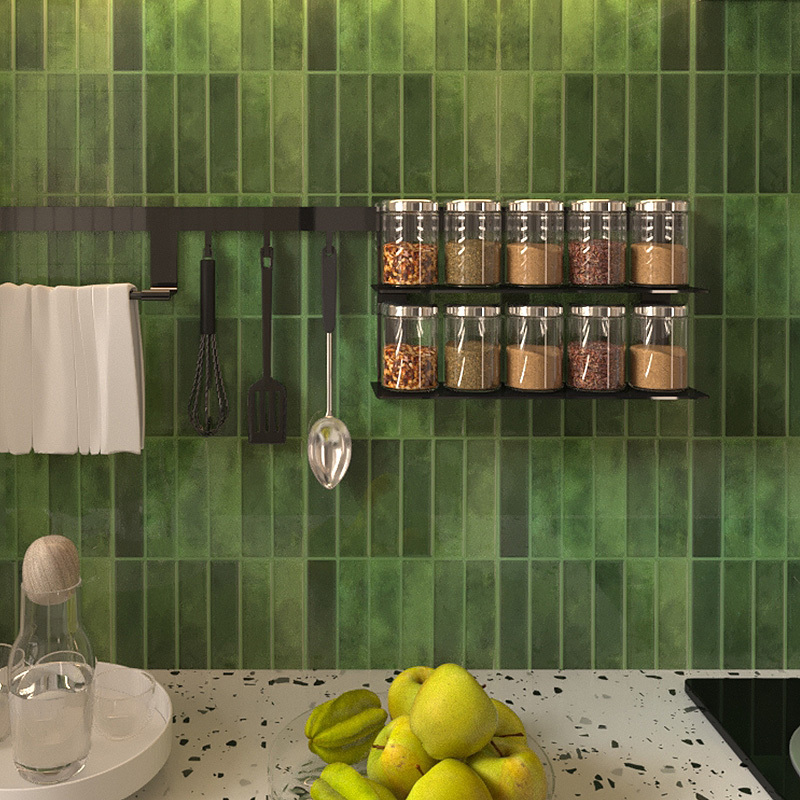 PVC Peel and Stick Wall Tile for Kitchen Backsplash Vinyl Self-adhesive Bathroom DIY Ceramic Tiles Green