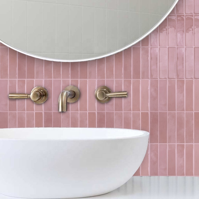 Peel&Stick PVC Vinyl Wall Backsplash Tiles 3D Wall Panels Waterproof Kitchen Pink Tiles Just Need Self-Adhesive Sheets