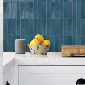 Peel and Stick PVC Vinyl Wall Backsplash Tiles 3D Wall Panels Waterproof Kitchen 30cm Tiles Self-Adhesive Blue Sheets