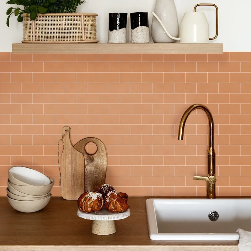 3D Waterproof PVC Wall Panels Home Interior Decoration Red Bricks Subway Peel Stickers Tiles Commercial Use Shower Panels