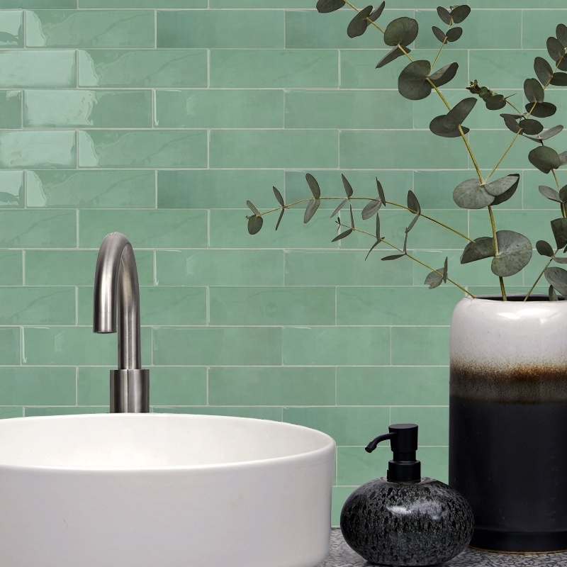 3D Wall Panel Stick-On Interior Green Wall Subway Tiles for Bathroom Removable Wallpaper for Home Commercial Use for Apartments