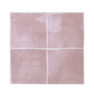 Pink Grid Self-Adhesive Peel-and-Stick PVC Vinyl Wall Panels 3D Waterproof Kitchen Backsplash Tiles Waterproof Wall Cover Sheets