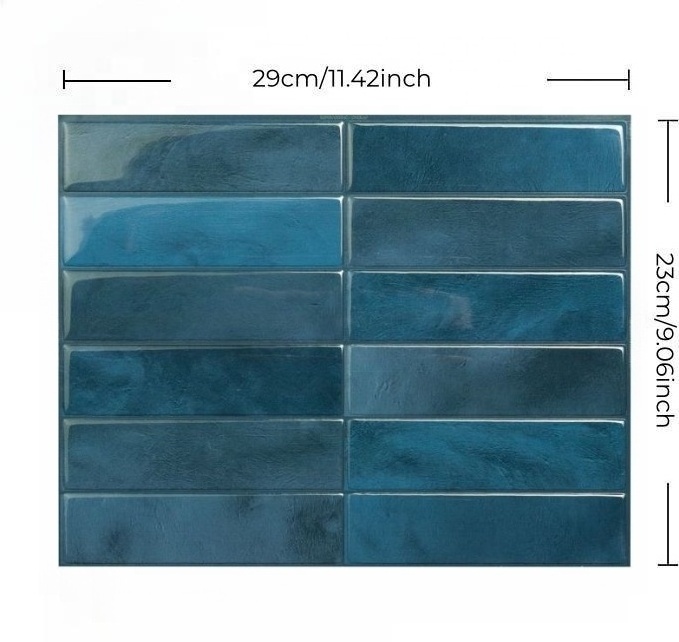 pvc ceramic tiles wall paper decorations for home vinyl peel and stick backsplash wall decoration self-adhesive 29cmx23cm tiles