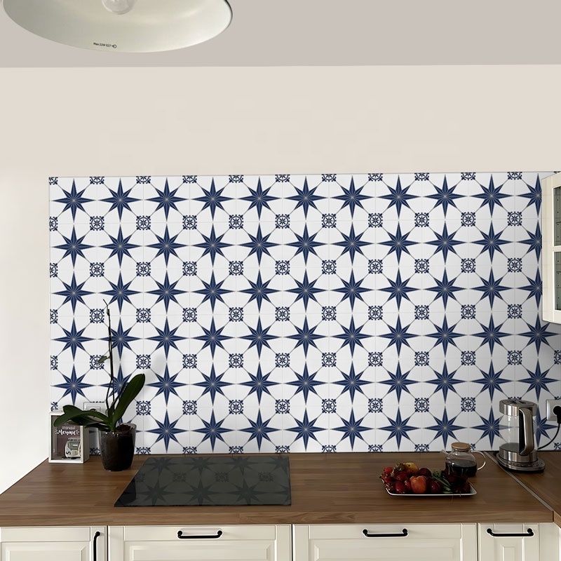 Modern PVC Vinyl Wall Backsplash Tiktok Peel Stick 3D Floral Waterproof Kitchen Shower Plastic Flooring Tile Renter Friendly