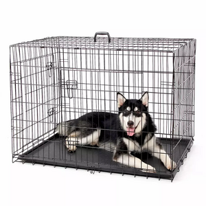 30 36 42  48  Inch Metal Foldable Dog Crates Cage,Metal Folding Dog Cage XXL Black Impact Dog Kennel Crate