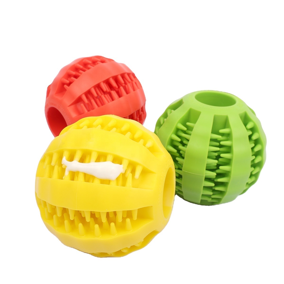 Pet-friendly Rubber Dog Tooth Chew Toy Interactive Food Dispensing Dog Treat Toy Ball