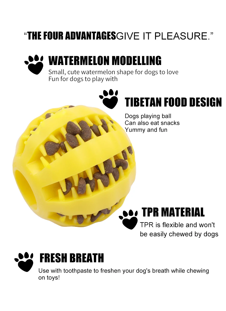 Pet-friendly Rubber Dog Tooth Chew Toy Interactive Food Dispensing Dog Treat Toy Ball