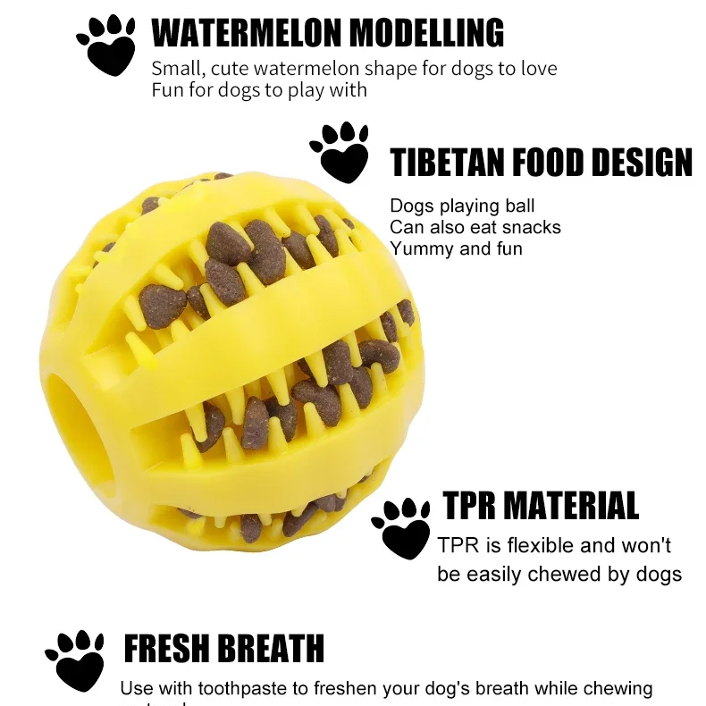 Pet-friendly Rubber Dog Tooth Chew Toy Interactive Food Dispensing Dog Treat Toy Ball