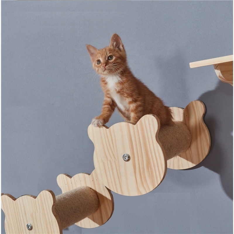 Modern Solid wood Wall Mounted Shelves Cat Wall Shelf Mounted Wooden Cat Tree Furniture Platform cats on wall