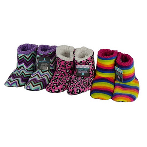 Rainbow Leopard Coral Fleece Winter Warm Women Plush Indoor Boots Shoes