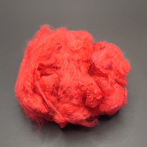 100% Recycled Dope Dyed Red Polyester Staple Fiber 1.5D Fineness Solid Style Eco-Friendly for Spinning or Non-Woven