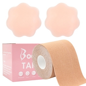 Breathable Instant Body Tapes Women Breast Lift Boob Tapes with Reusable Soft Silicone Nipple Covers