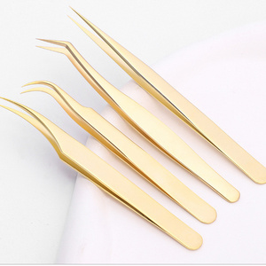 Fiber Tips Lash Tweezers Comfortable Volume Curved Eyelash Tweezers for eyelash extension