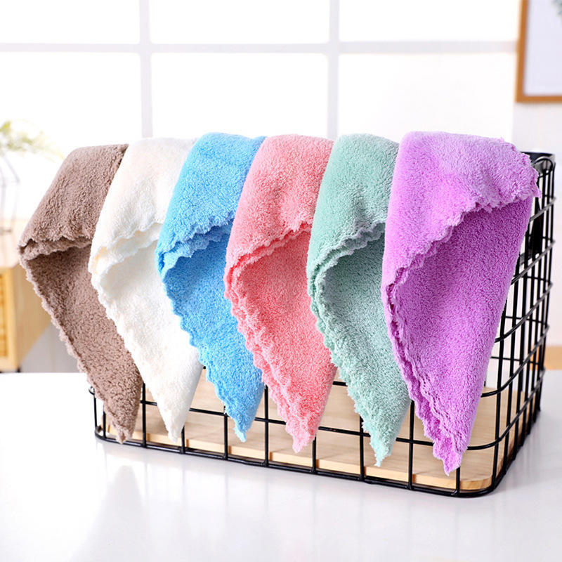 Highly Absorbent Coral Fleece Micro Fiber Wash Dish Cleaning Cloths Kitchen Towels Set