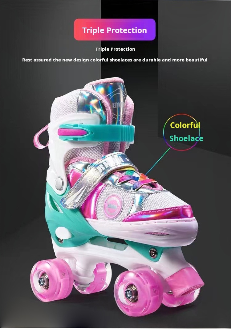 Roller Skate Wholesale For Girls Boys Self-balanced Size Adjustable 4 Flash Wheel Roller Skates For Children